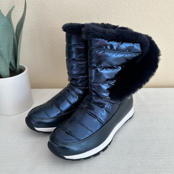 New Tony Little Cheeks Blue Faux Fur Fit Body Water-Repellent Boots Woman’s 6M - Picture 6 of 13